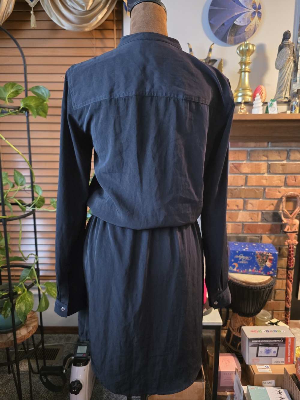Michael Kors Black Utility Shirt Dress with Zip Pockets - Picture 2 of 4